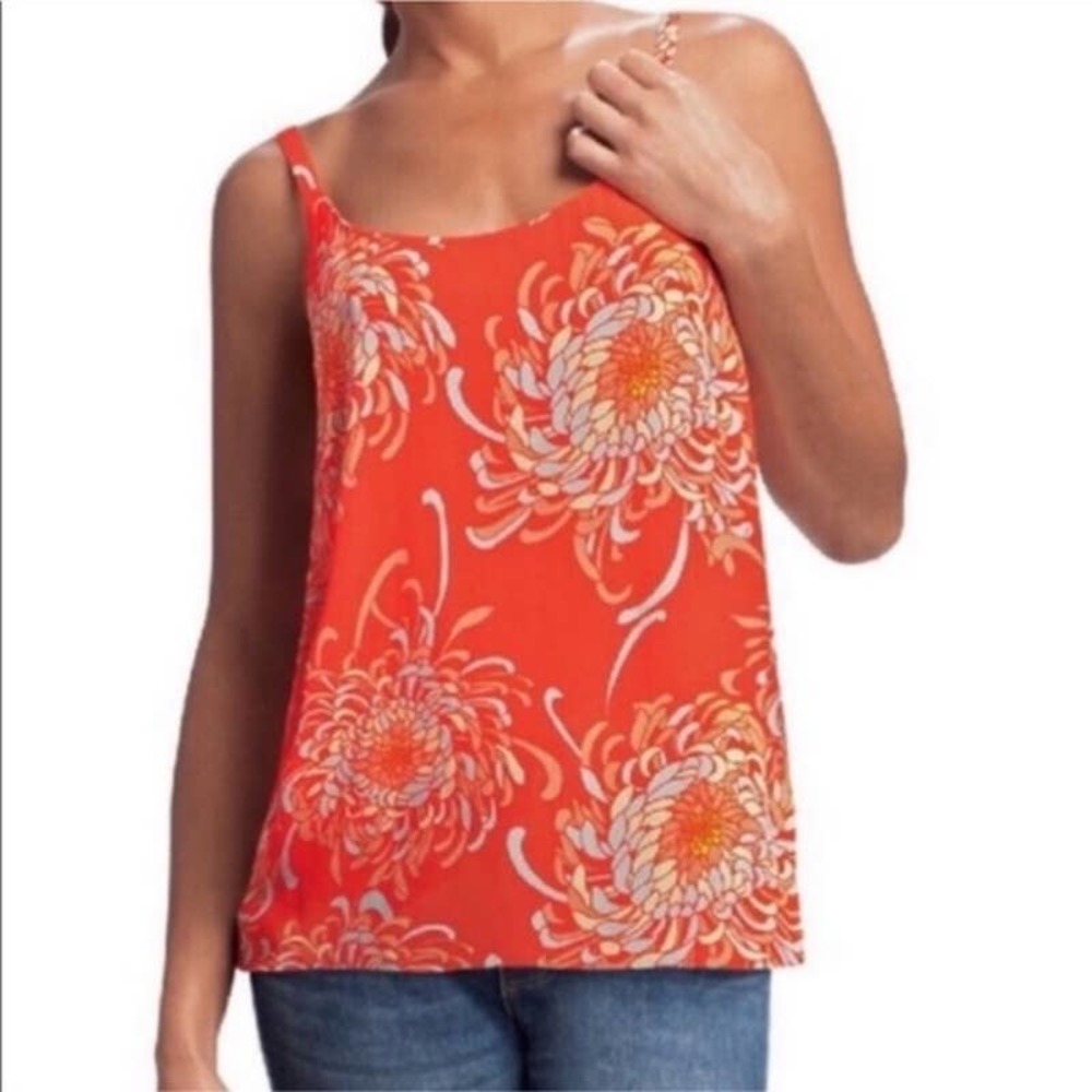 CAbi 777 Orange Mum Cami Top ~ XL Floral